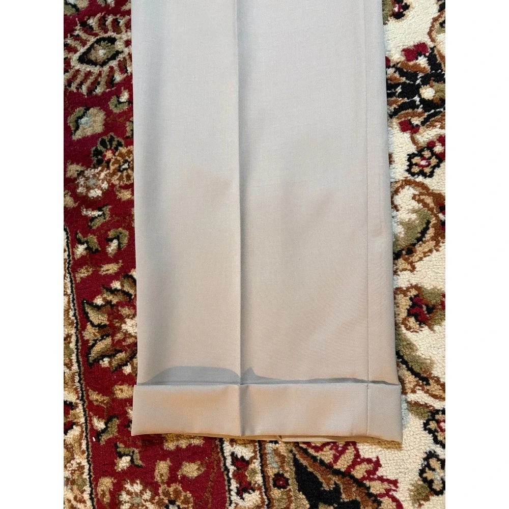 Tasso Elba Wool Dress Pants Mens 35x31 Beige Pleated Cuffed